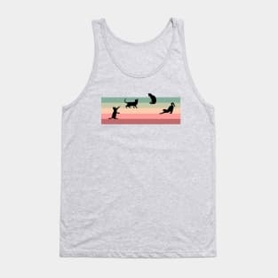 Cat Silhouettes against Retro Color Stripes Tank Top